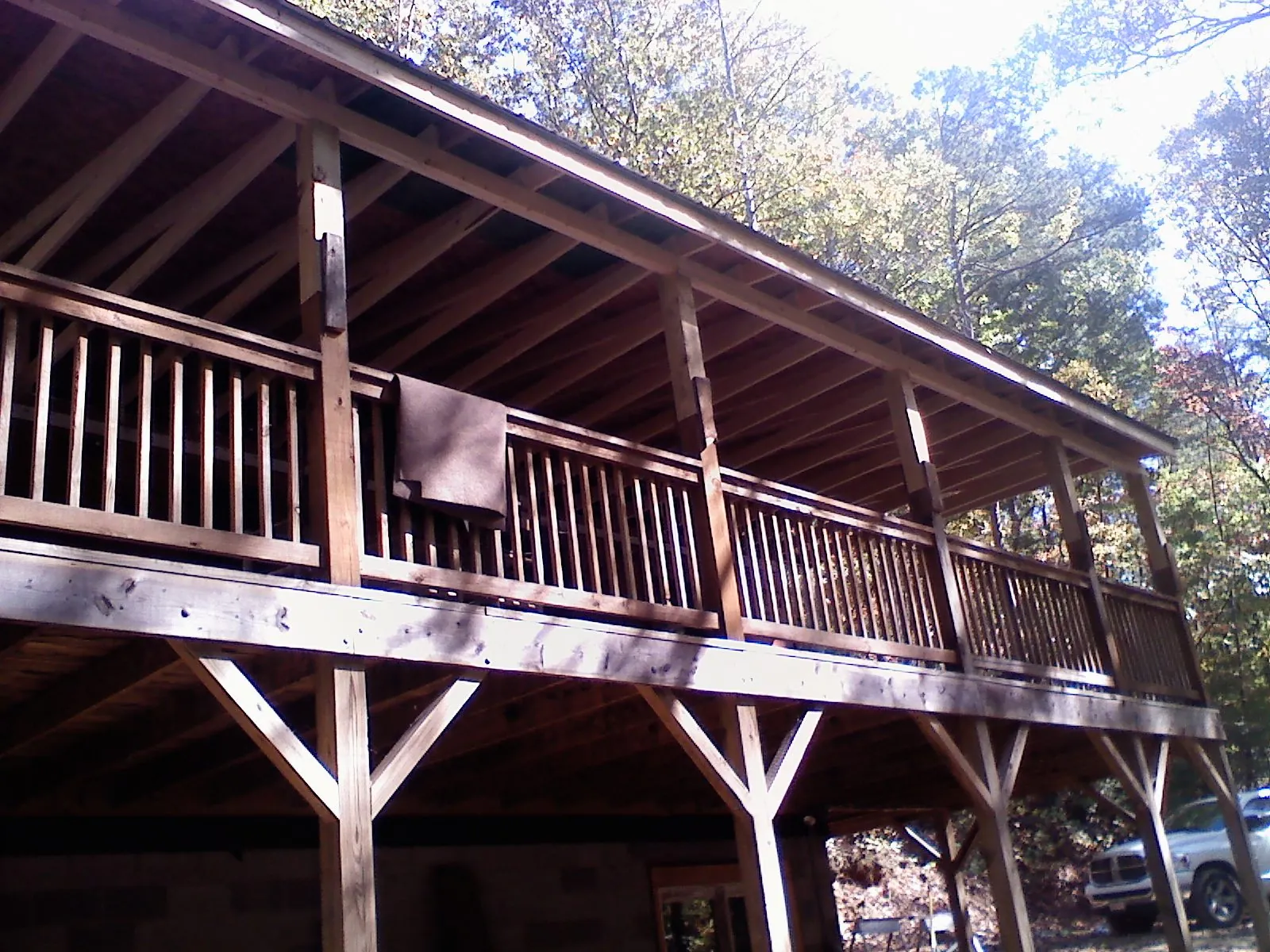Timber framing under a new elevated porch and deck — Roof Leak Repair in Sutherland Springs by Roofing Brothers